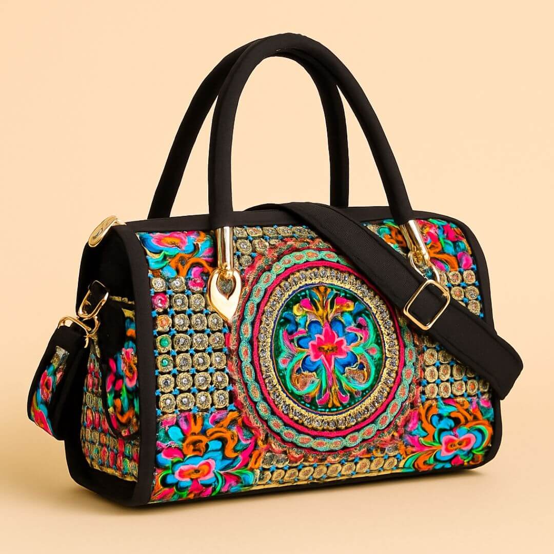 Bolsa Boho Chic Mandala Encantuz Bordada