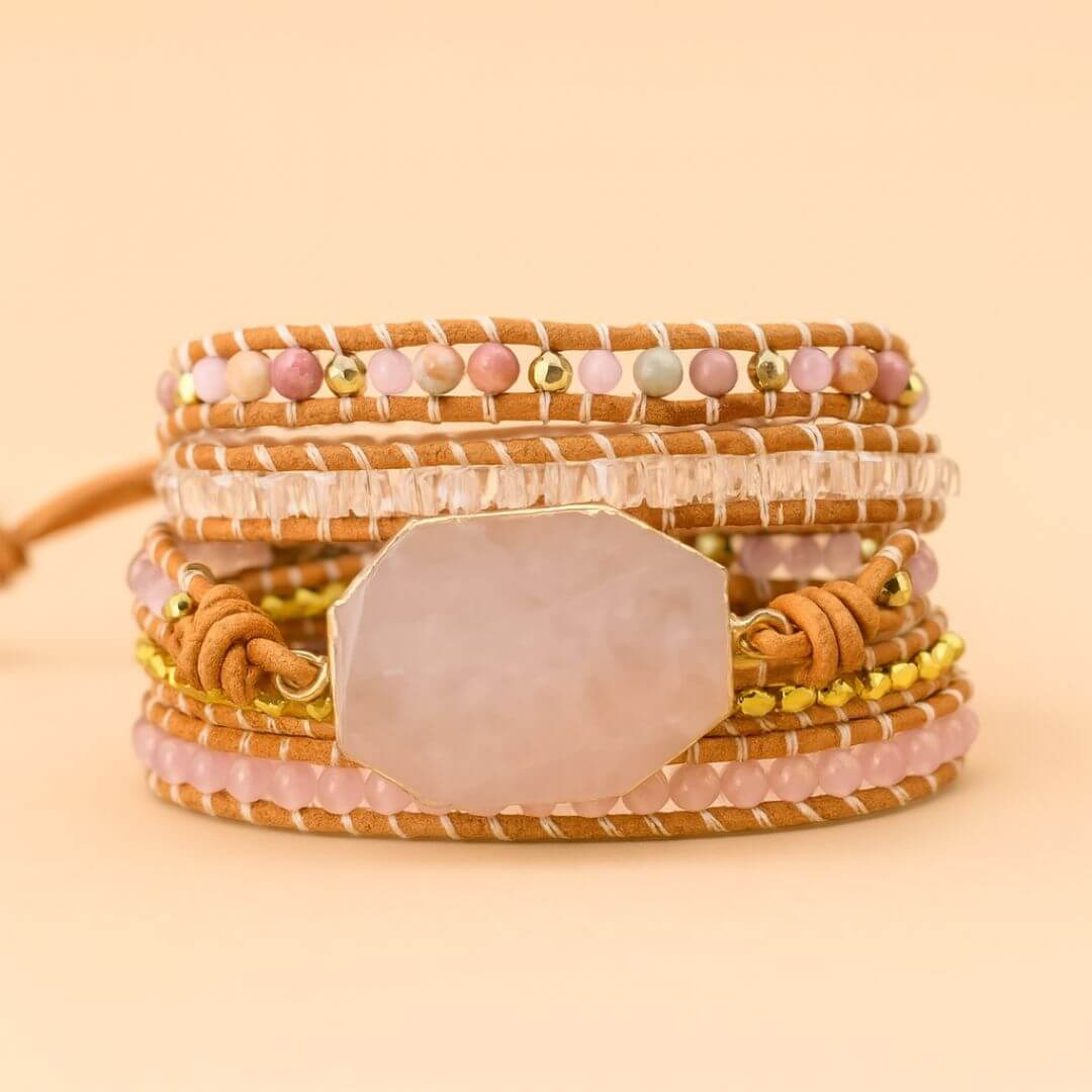 Bracelete do Amor Quartzo Rosa e Rodocrosita