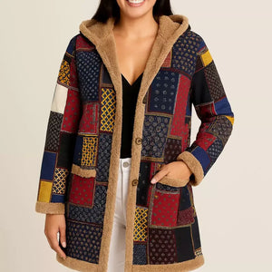 Casaco feminino estilo boho vintage com acabamento artesanal, perfeito para looks de inverno elegantes e aconchegantes