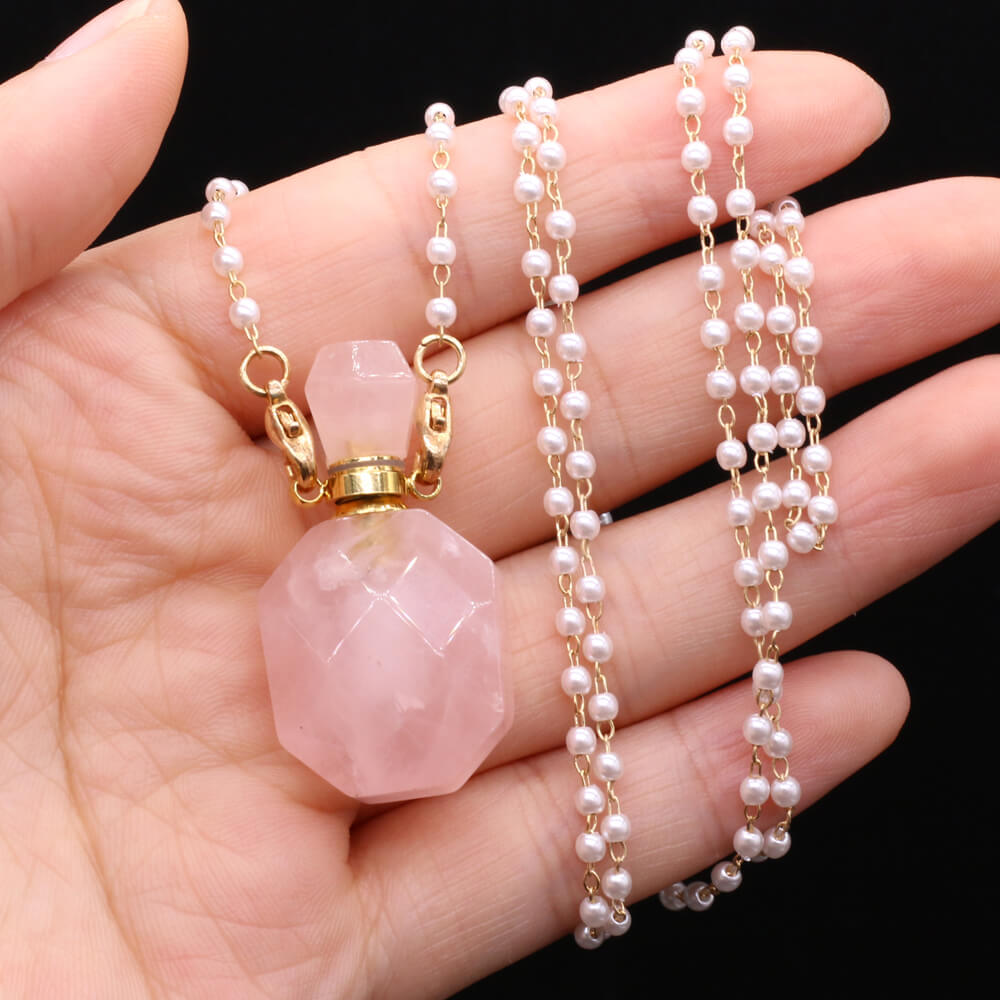 Colar Difusor Pessoal de Quartzo Rosa Natural Encantuz