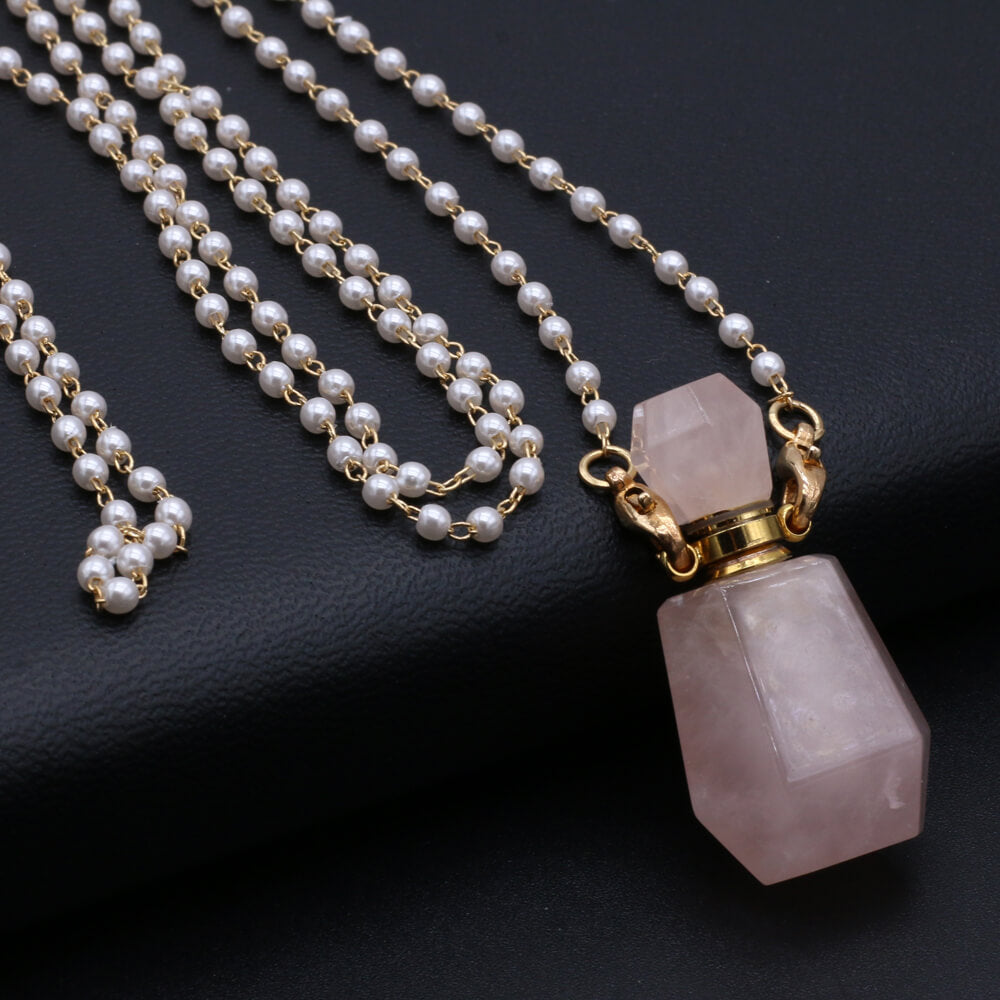 Colar Difusor Pessoal de Quartzo Rosa Natural Encantuz