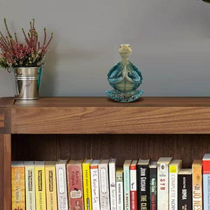 Tartaruga em meditação, objeto decorativo espiritual, símbolo de paciência, serenidade e equilíbrio