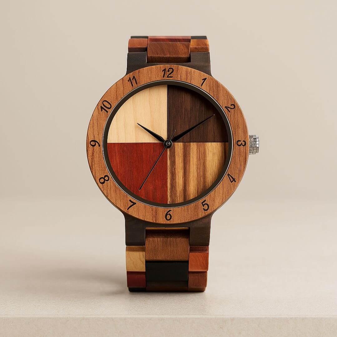 Relógio feminino leve com pulseira natural, perfeito para looks casuais e boho