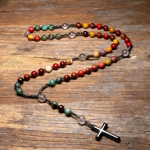 Terço de Pedras Naturais, Terço Igreja Católica, Rosário de Maria, terço de são miguel arcanjo, terço da divina providencia, Rosário, Mookaite, Envio Rápido, Parcelamento em até 12x, Entrega Grátis.