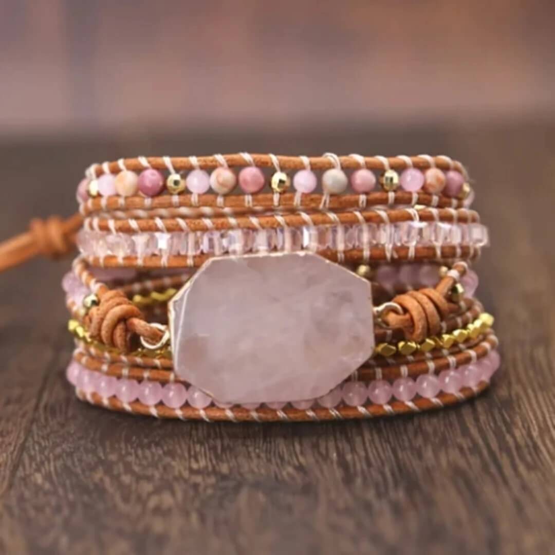 Bracelete do Amor Quartzo Rosa e Rodocrosita