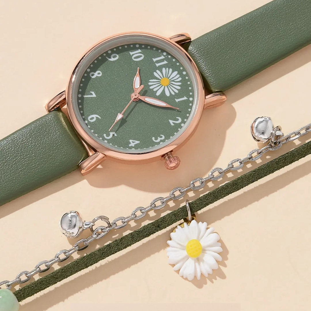 Relógio Feminino - Delicate Margarida + Pulseira de Brinde