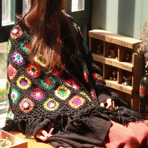Poncho Feminino Boho Floral