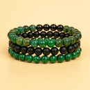 3 Pulseiras de Pedras Naturais Turquesa Africana, Onix e Jade Verde.  Proporciona o Aumento da Criatividade e Eleva a Intuição