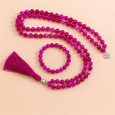Japamala de 108 Contas + Pulseira da Pedra Natural Ágata Rosa. Neutraliza os Pensamentos Negativos Harmonizando o Corpo e a Mente