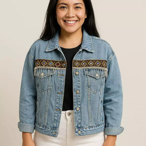 Jaqueta Jeans Boho Abstratic
