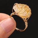 Anel Feminino de Pedras Naturais Ajustável - Beleza e Energia