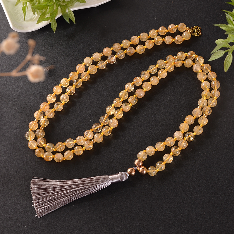 Japamala 108 Contas + Pulseira Citrino  Atrai Prosperidade e Sucesso