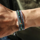 Conjunto de Pulseiras Budista + Bracelete em Prata Tibetana