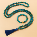 Japamala de 108 Contas + Pulseira da Pedra Natural Apatita. Proporciona o Alinhamento Energético e Purifica Nossa Mente