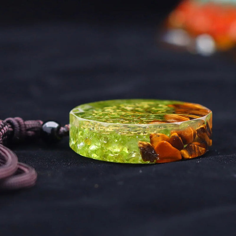 Colar Orgonite Árvore da Vida - Verde Oliva