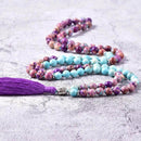 Japamala de Jaspe Roxo, Turquesa Azul para Concentração, Acessório de Meditação com 108 Contas, Pedras Naturais para Equilíbrio Energético, Japamala para Fortalecimento da Saúde, Colar de Jaspe e Turquesa, Prática Meditativa com Pedras Naturais, Energia Positiva em Cada Conta, Bijuteria Espiritual de Alta Qualidade, Equilíbrio de Chakras com Japamala, Aumente a Vitalidade com Jaspe Roxo, Turquesa Azul para Bem-Estar, Japamala Artesanal com Amor, Atraia Boa Sorte com Pedras Naturais