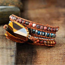 Bracelete da Força Instintiva de Pedra Natural Olho de Tigre