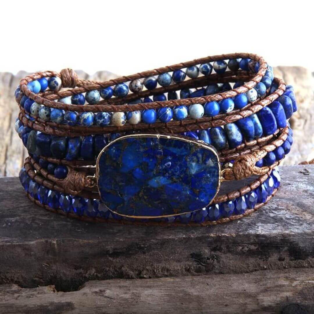 Bracelete Pedra Lápis Lazuli - Sabedoria e Conhecimento