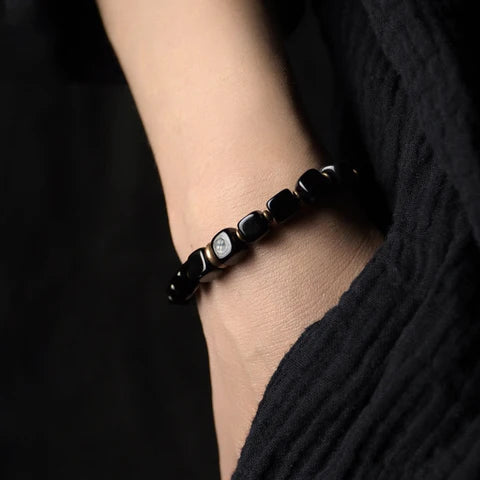 Bracelete de Cobre e Obsidiana Natural