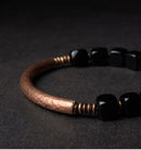 Bracelete de Cobre e Obsidiana Natural