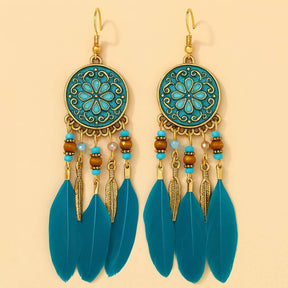 Brincos de Penas e Contas Vintage