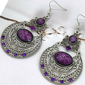 Brinco Feminino Pedras Preciosas Moda Vintage