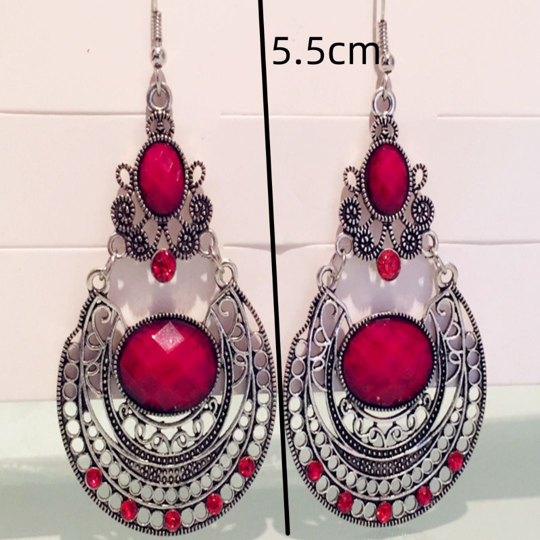 Brinco Feminino Pedras Preciosas Moda Vintage