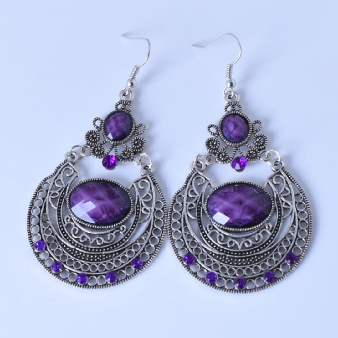 Brinco Feminino Pedras Preciosas Moda Vintage