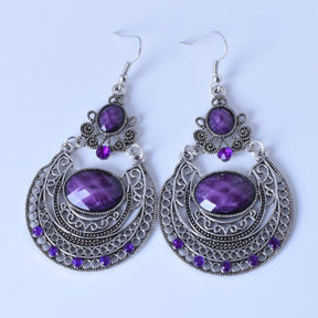 Brinco Feminino Pedras Preciosas Moda Vintage