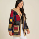 Casaco feminino estilo boho vintage com acabamento artesanal, perfeito para looks de inverno elegantes e aconchegantes