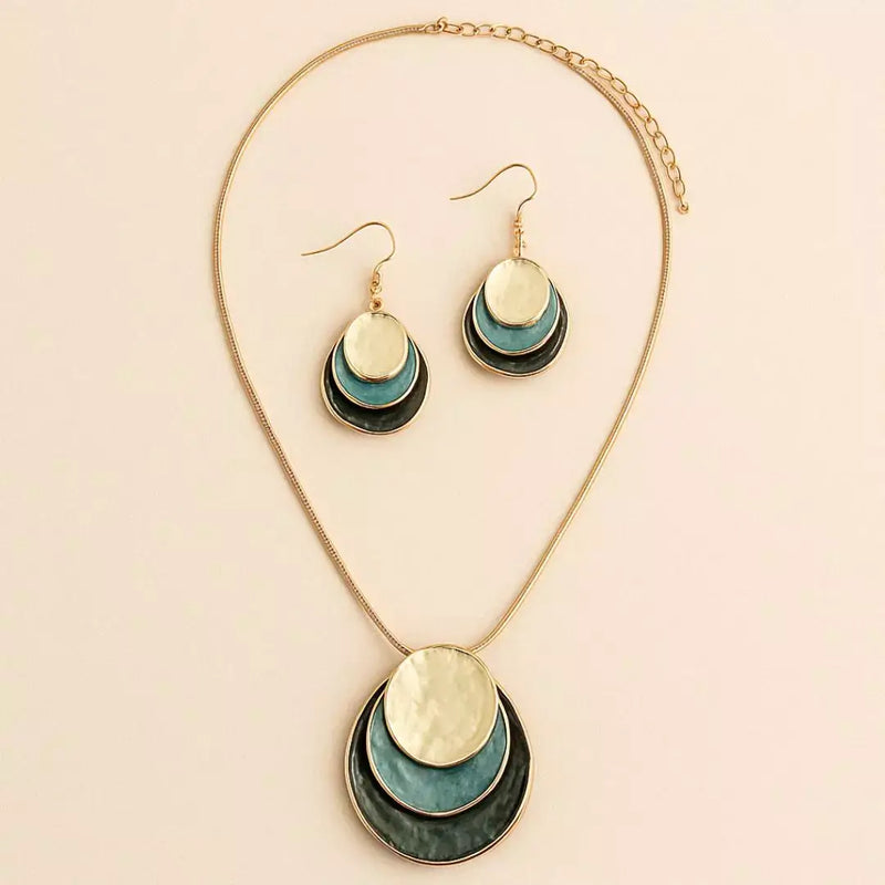 Conjunto Feminino Colar e Brinco Tons do Oceano