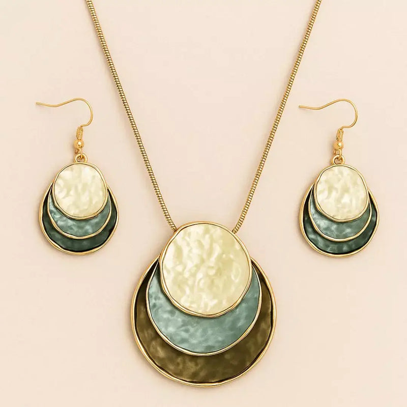Conjunto Feminino Colar e Brinco Tons do Oceano