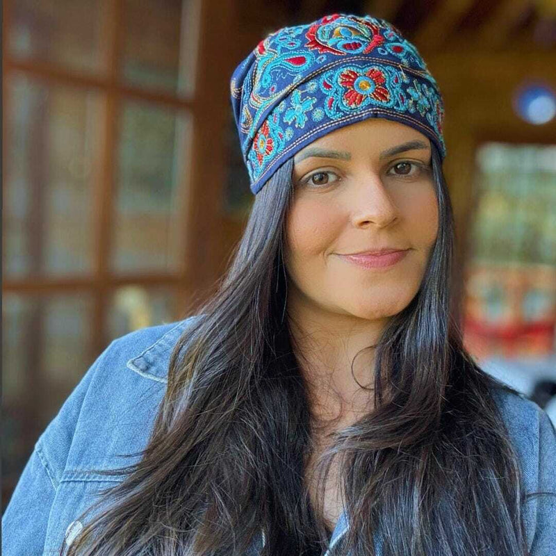 2 Gorros Femininos Floral Vintage e Ganhe 15% na Segunda Unidade + Brinco Libélula de Brinde