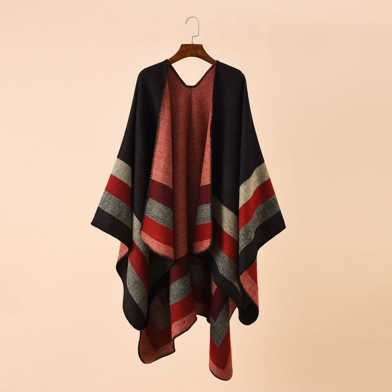 Poncho Xadrez Boho Vintage