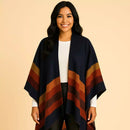 Poncho Xadrez Boho Vintage