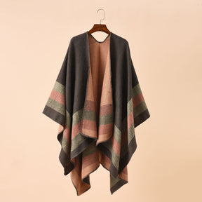 Poncho Xadrez Boho Vintage
