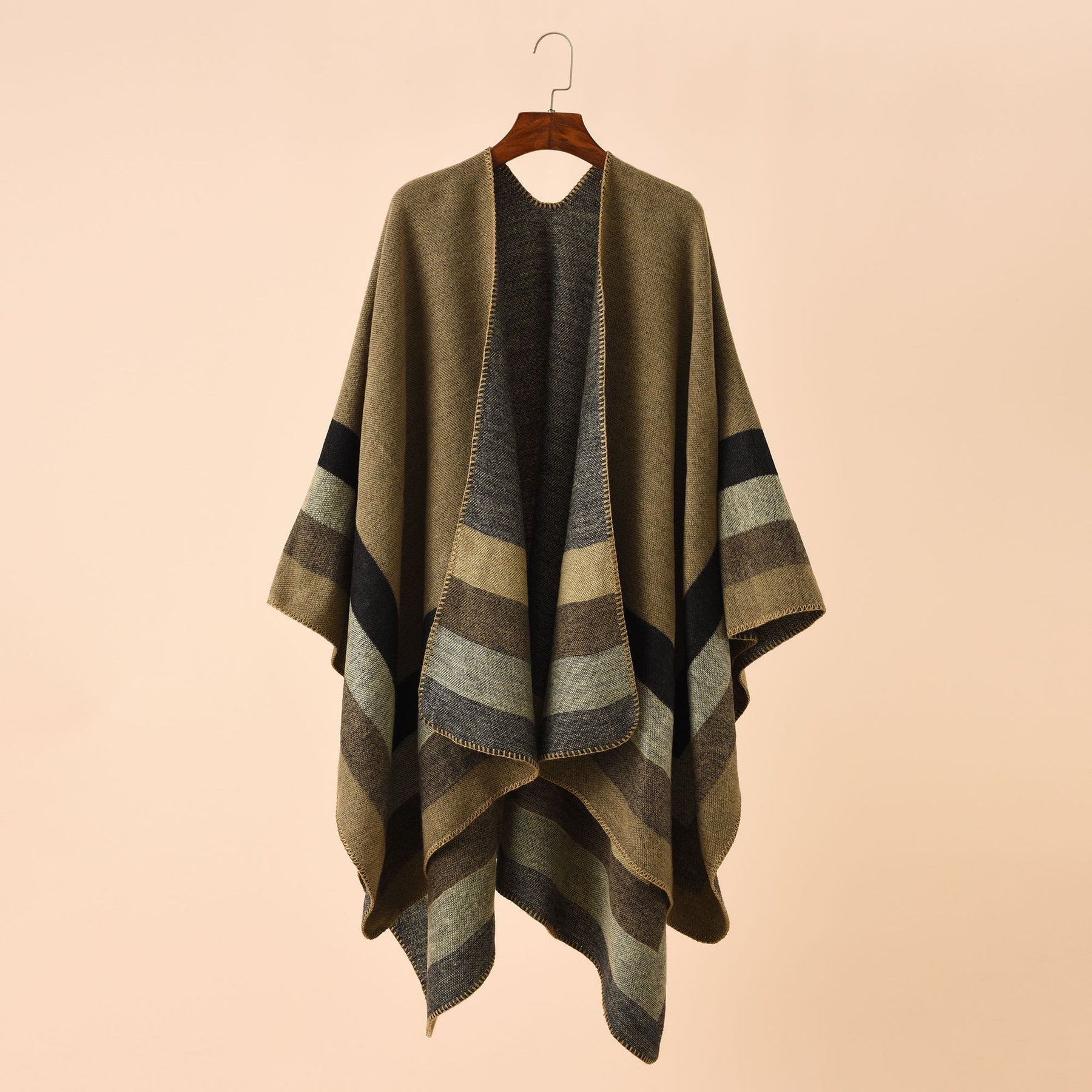 Poncho Xadrez Boho Vintage