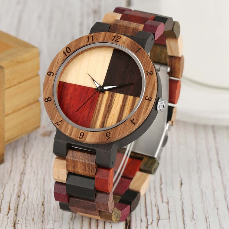  Relógio EcoWood Leve Elegance, Relógio de Madeira Fashion, Pulseira de Couro, Estilo Casual, Fecho com Bracelete, Movimento Quartzo, Não à Prova d'água, Material do Estojo em Madeira, Espessura do Estojo 12mm, Diâmetro do Visor 45mm, Formato Redondo, Visor em Acrílico, Moda Sustentável, Acessório Elegante, Design Ecológico, Relógio Moderno, Pulseira Versátil, Toque de Sofisticação, Elegância no Pulso, Estilo Eco-Friendly.