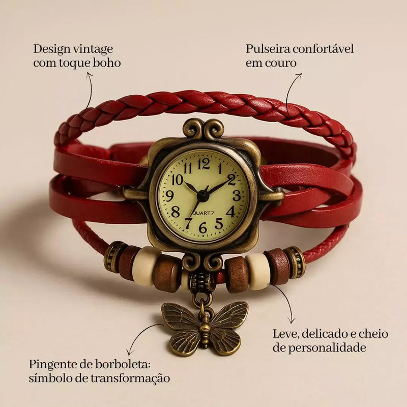 Relógio Vintage Encanto da Borboleta