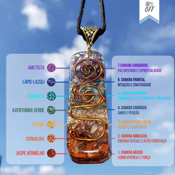 Colar Orgonite para Equilíbrio dos 7 Chakras