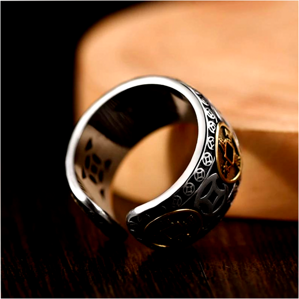 Anel da Riqueza e Prosperidade Feng Shui ajustável, banhado em prata 925, ideal para atrair prosperidade financeira e sucesso nos negócios