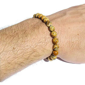 3 Pulseiras de Pedras Naturais Jaspe Madeira, Onix e Calcita. Elimina os Pensamentos Negativos e Acalma as Emoções