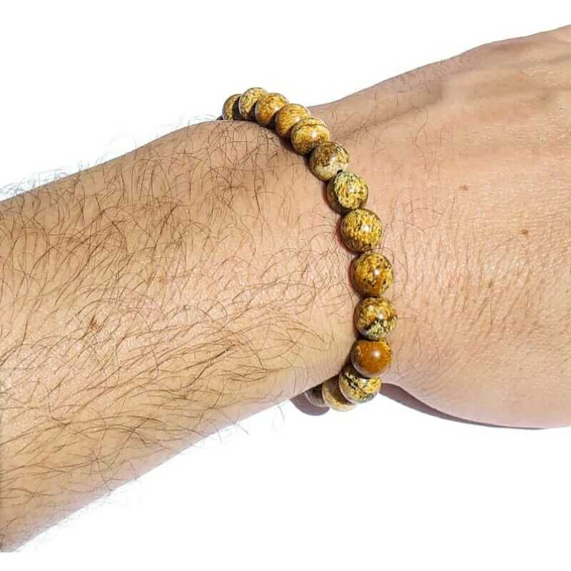 3 Pulseiras de Pedras Naturais Jaspe Madeira, Onix e Calcita. Elimina os Pensamentos Negativos e Acalma as Emoções