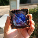 Pirâmide Orgonite De Lápis Lazúli E Obsidiana Negra Mandala Azul