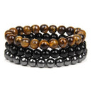 3 Pulseiras de Pedras Naturais Olho de Tigre, Onix e Hematita. Proporciona  proteção, Aumenta Energia, Eleva a  Segurança e Disciplina